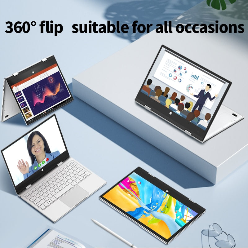 Tablet Laptop 2 in 1 Notebook Computer 360° Rotation PC 8GB DDR4 N4120 Ultra Thin Netbook Type-C 11.6 Portable PC Touch Screen