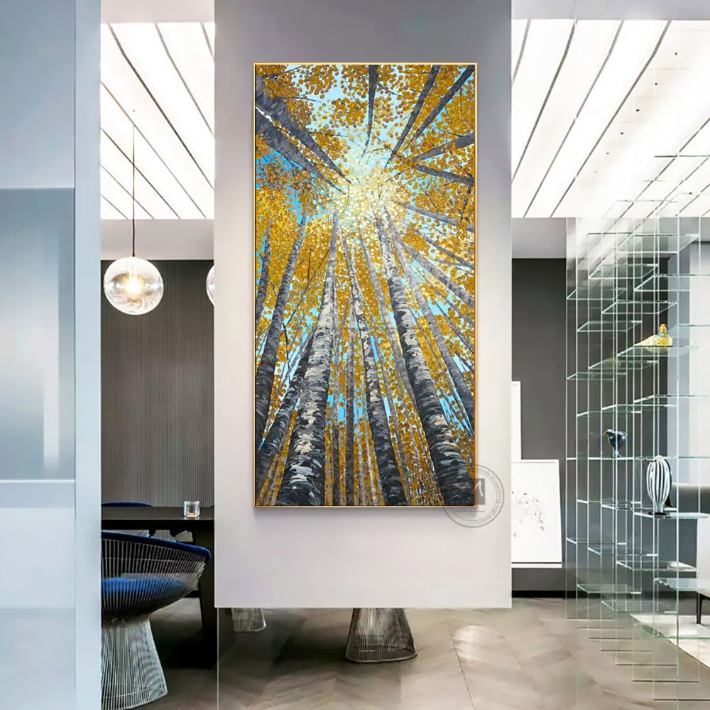 Large Vertical modern painting decorative pictures abstract art acrylic landscape painting canvas pictures for living room wall