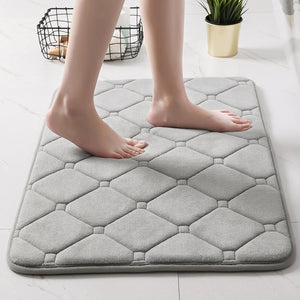 Inyahome Memory Foam Bath Mat Super Water Absorption Machine Washable Bathroom Rug,Soft,Absorbent Quick Dry Bathmat Floor Rugs