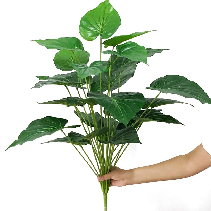 75cm Tropical Tree Large Artificial Plants Fake Turtle Leafs Plastic Palm Leaves Big Potted Monstera For Home Outdoor Room Decor