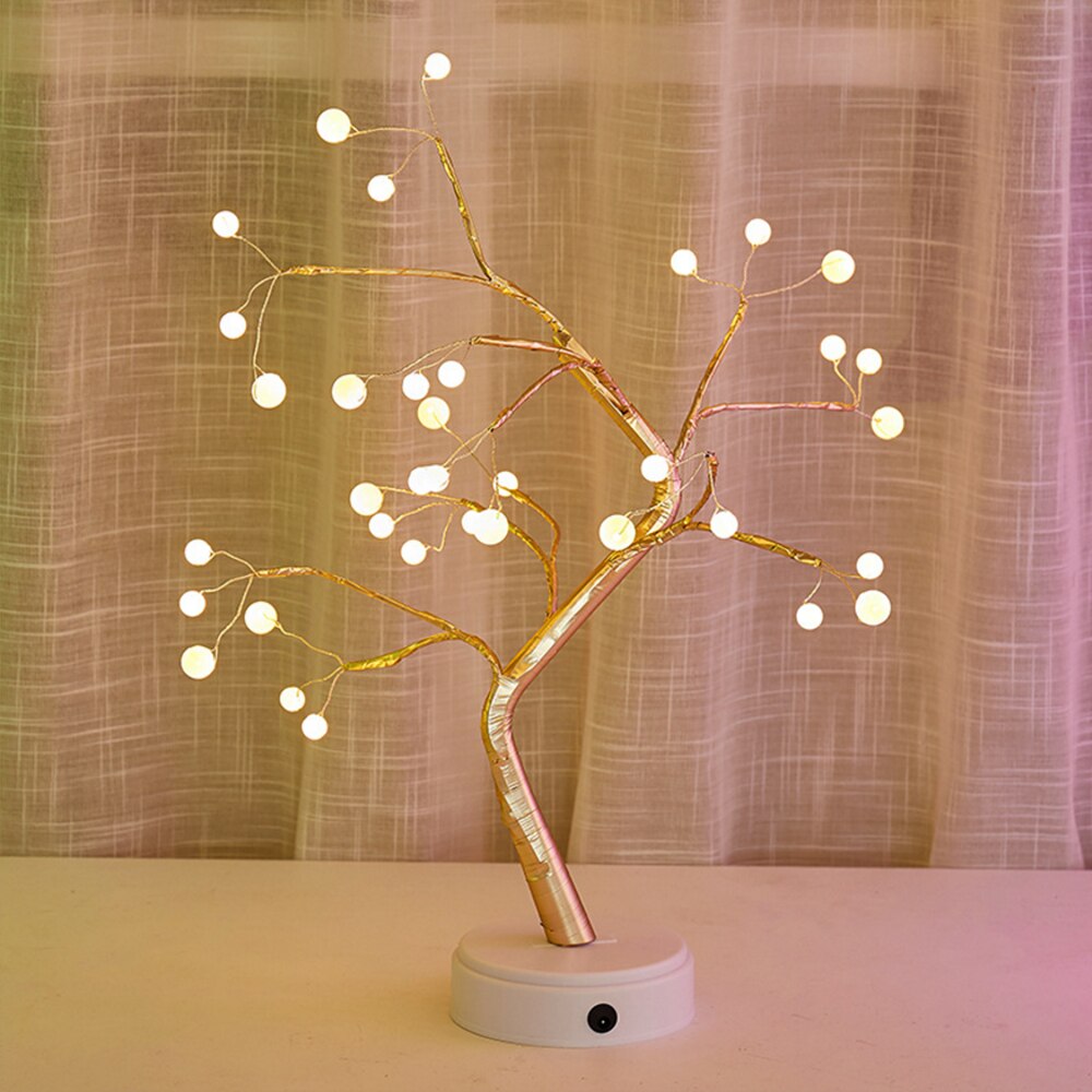 Mini Christmas Tree Copper Wire Garland Lamp LED Night Light for Home Kids Bedroom Decor USB/Battery Fairy Holiday Lighting