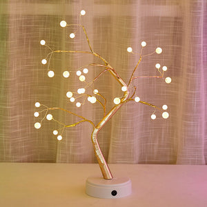 Mini Christmas Tree Copper Wire Garland Lamp LED Night Light for Home Kids Bedroom Decor USB/Battery Fairy Holiday Lighting