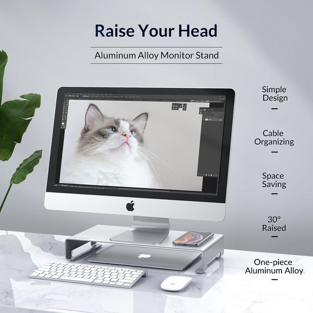 ORICO Aluminum Monitor Stand Riser Computer Universal Laptop Stand Metal Desktop Stand Organizer for iMac MacBook PC Home Office