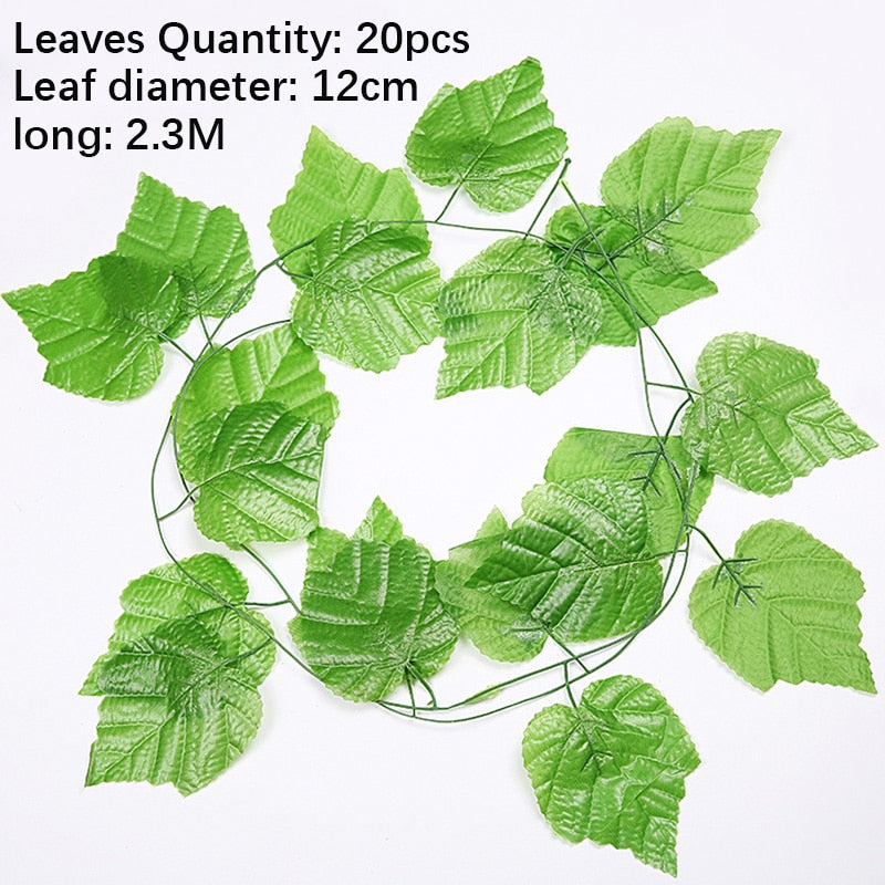 Artificial Plant Vines Wall Hanging Rattan Leaves Branches Outdoor Garden Home Decoration Plastic Fake Silk Leaf Green Plant Ivy