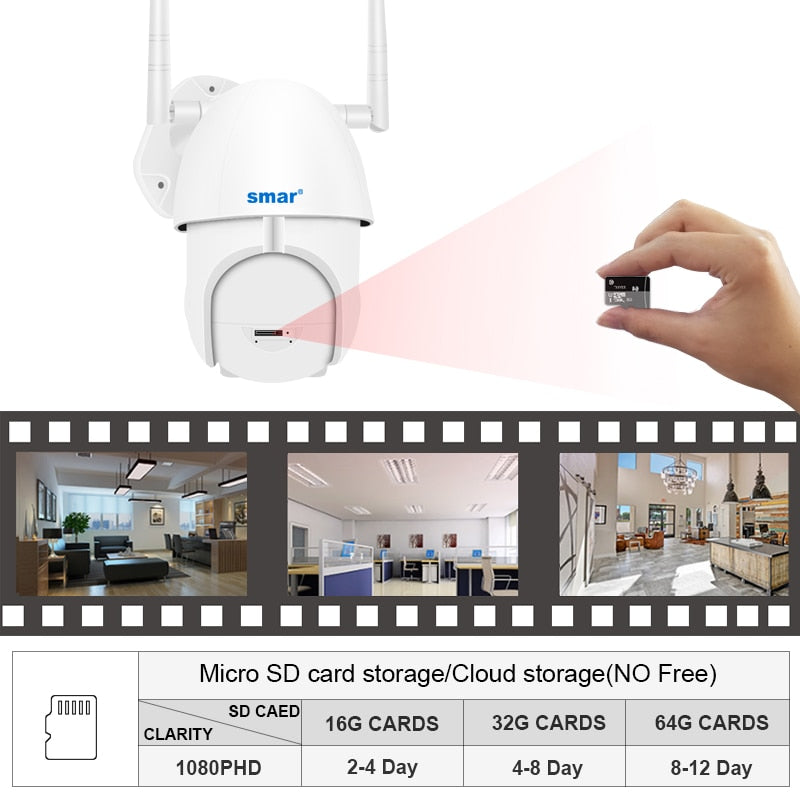 Smar WIFI Camera Outdoor PTZ IP Camera H.265X 1080p Speed CCTV Security Cameras IP Camera WIFI Exterior 2MP IR Home Surveilance