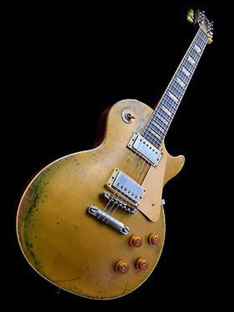 Aged/Relic Electric Guitar, Nitro Finish, Gold Top 1 PC Body and Neck, Frets Binding, High Quality