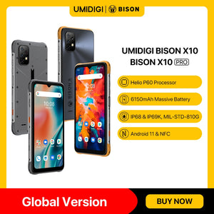 UMIDIGI BISON X10 X10 Pro Global Version Smartphone NFC IP68 Cellphone 64GB/128GB Helio P60 20MP Triple Camera 6.53"HD+ 6150mAh