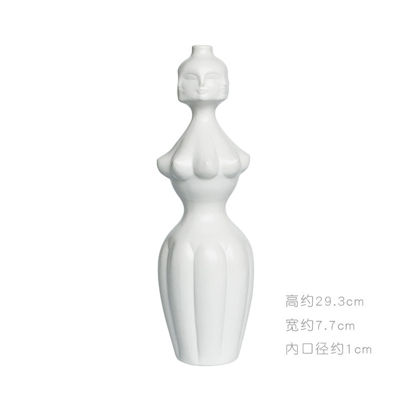 Creative Face Ceramic Vase Flowers, Artificial Flowers, Decorative White Vase  Nordic Decoration Home