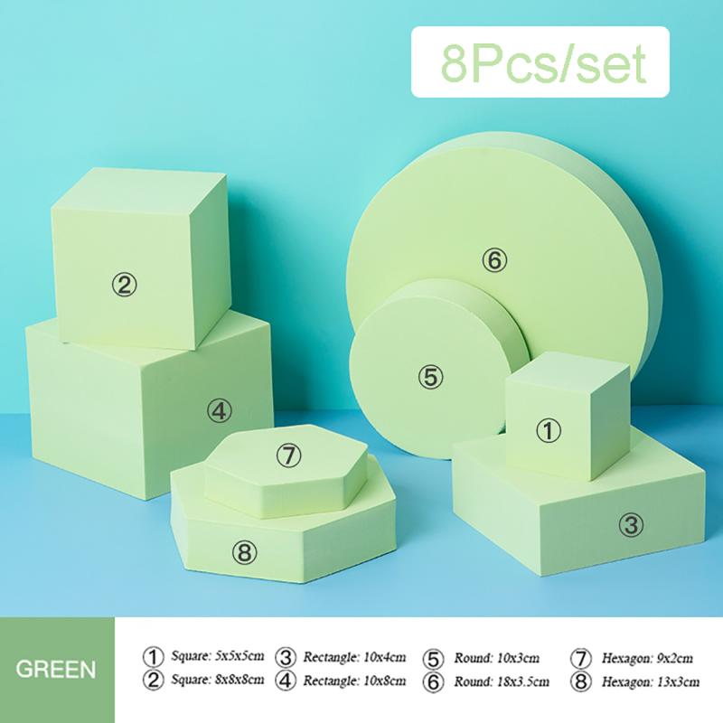 8Pcs/set Geometry Photo Props Cube Ornaments Jewelry Shooting Props Geometric Decoration Background Photography Studio