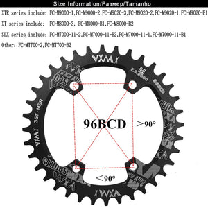 VXM Round Oval 96BCD Chainring MTB Mountain BCD 96 bike 30T 32T 34T 36T 38T crankset Tooth plate Parts for M7000 M8000 M9000