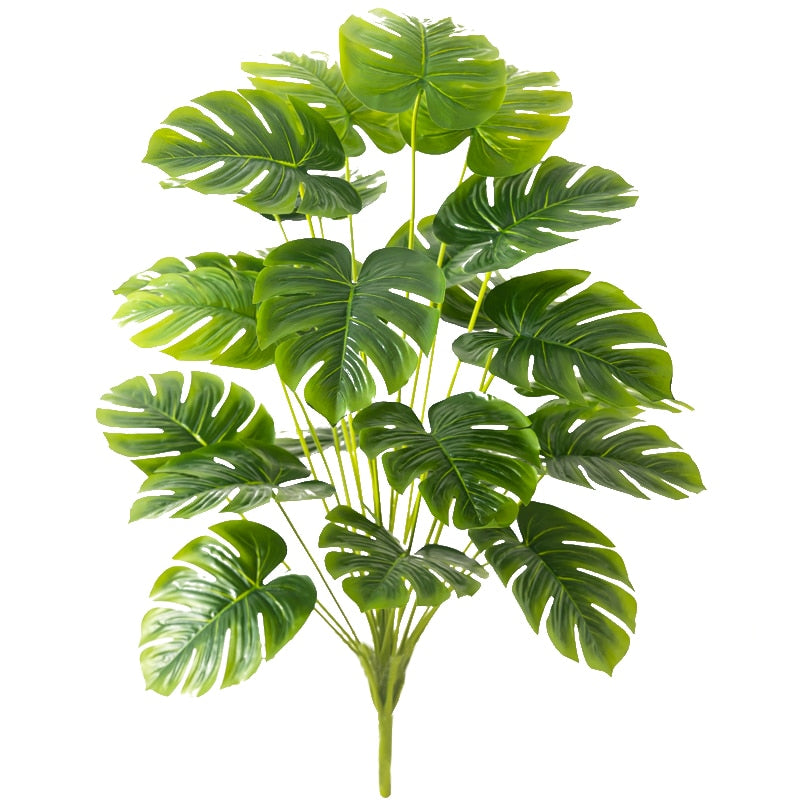 75cm Tropical Tree Large Artificial Plants Fake Turtle Leafs Plastic Palm Leaves Big Potted Monstera For Home Outdoor Room Decor