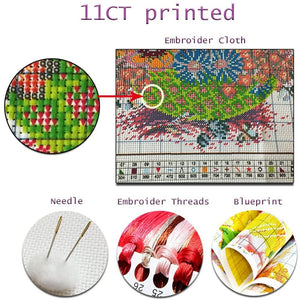 Landscape Abstract Tree Printed Fabric 11CT Cross-Stitch Kit Embroidery DMC Threads Hobby Knitting Handicraft    Package