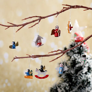 48pcs Christmas Wooden Ornament Wood Hanging Pendants Party Decorations for Home Kid New Year Gifts  Chrismas Tree Puppets Xmas