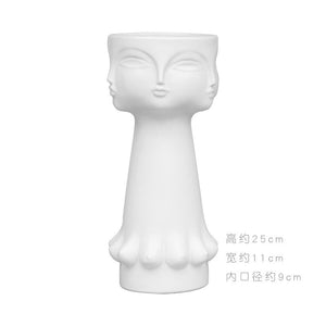 Creative Face Ceramic Vase Flowers, Artificial Flowers, Decorative White Vase  Nordic Decoration Home