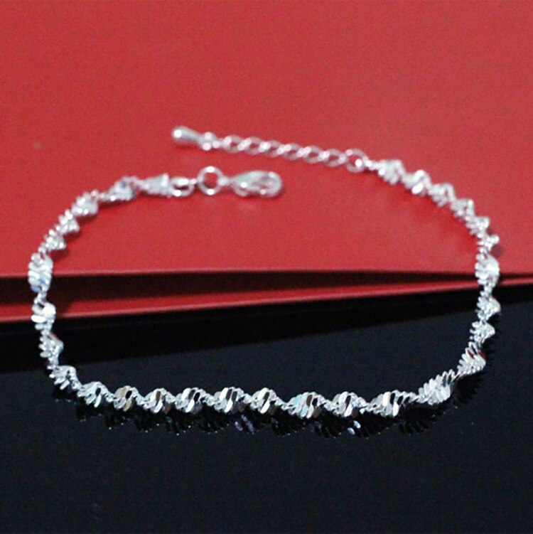 Hot Sale Sexy Beach Wave Bones Anklets Foot Chain S925 Stamp Silver Plated Foot Anklet Bracelet for Fashion Women Jewelry