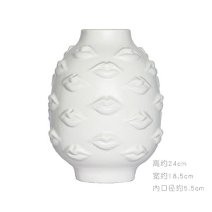 Creative Face Ceramic Vase Flowers, Artificial Flowers, Decorative White Vase  Nordic Decoration Home