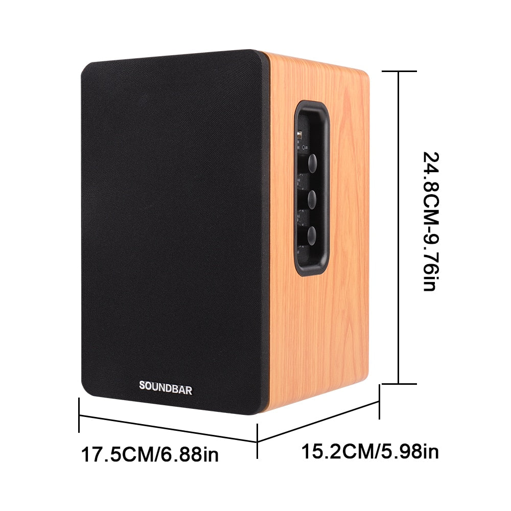 80W 2.0 HiFi Speaker Bookshelf Bluetooth Speaker Sound System Wood Music Speakers For TV Computer Soundbar 4.5Inch USB