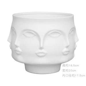 Creative Face Ceramic Vase Flowers, Artificial Flowers, Decorative White Vase  Nordic Decoration Home