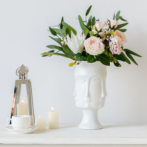 Creative Face Ceramic Vase Flowers, Artificial Flowers, Decorative White Vase  Nordic Decoration Home