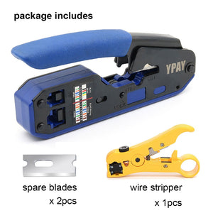 YPAY RJ45 crimping tool pliers network crimper stripper cutter ethernet clip tongs RG45 cat6 cat5e cat5 cat3 RJ11 multi function