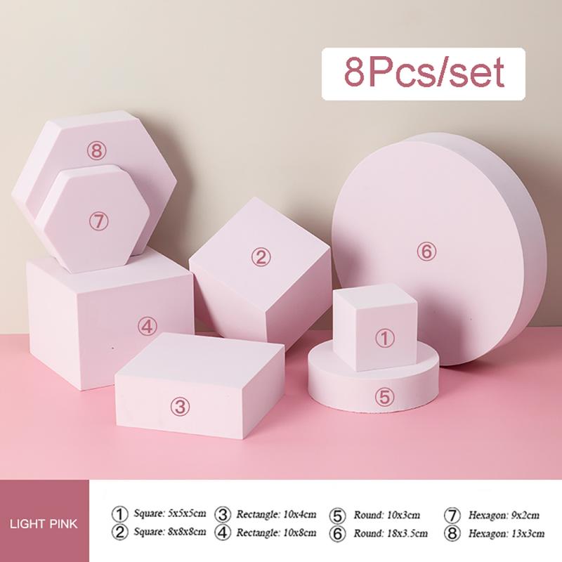 8Pcs/set Geometry Photo Props Cube Ornaments Jewelry Shooting Props Geometric Decoration Background Photography Studio