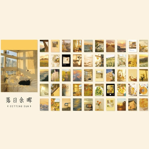 50 Sheets Natural Scenery&Art Paintings Stationery Stickers Book Aesthetic Landscape Cute Bullet Journaling Decor Sticker