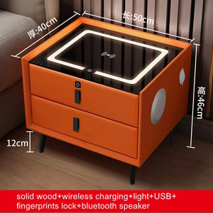 Smart Bedside Table with Wireless USB Charging Creative Multi-Functional Infrared Sensitive LED Light Hotel Night Stands