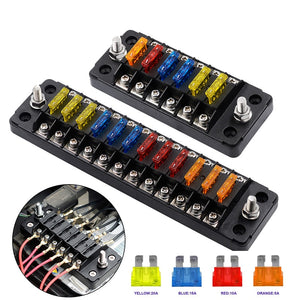 Car Mini Fuse Box Holder 12V 32V Mass Breaker Digital Voltmeter Universal Fuse Block Car Boat Camper RV Parts