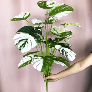 75cm Tropical Tree Large Artificial Plants Fake Turtle Leafs Plastic Palm Leaves Big Potted Monstera For Home Outdoor Room Decor