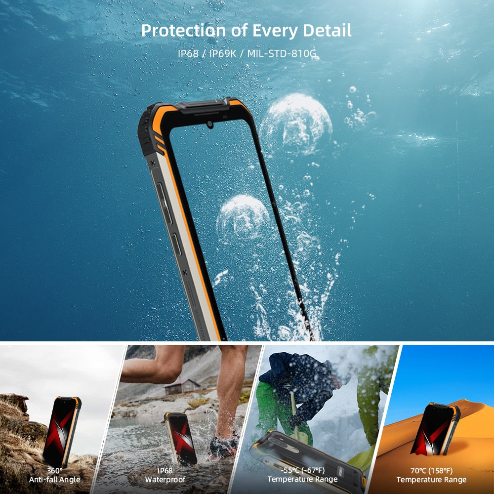 New DOOGEE S58 Pro Mobile Phone IP68/IP69K Waterproof Rugged Phone 5180mAh 5.71&quot;FHD+Display 6GB+64GB Android 10 NFC Smartphone