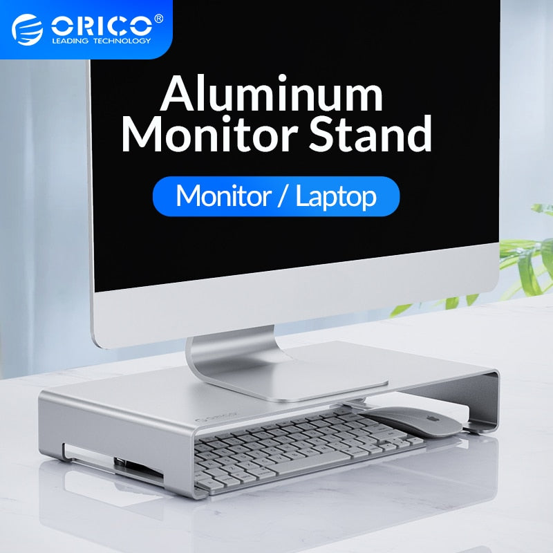 ORICO Aluminum Monitor Stand Riser Computer Universal Laptop Stand Metal Desktop Stand Organizer for iMac MacBook PC Home Office