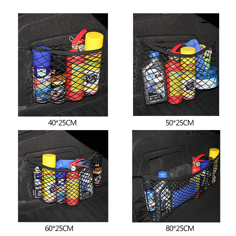 Car Accessories Organizer Car Trunk Net Nylon SUV Auto Cargo Storage Mesh Holder Universal Automotive Luggage Bag Travel Pockets