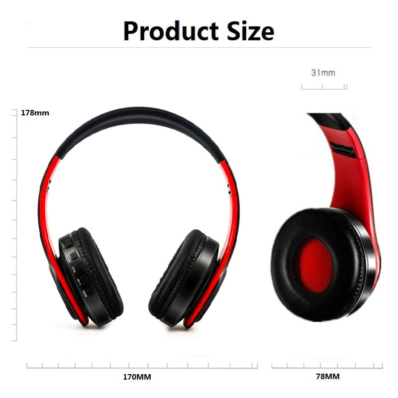 TOPROAD Wireless Bluetooth Headphone Stereo Headset Music Head Over Earphone with Mic for Iphone