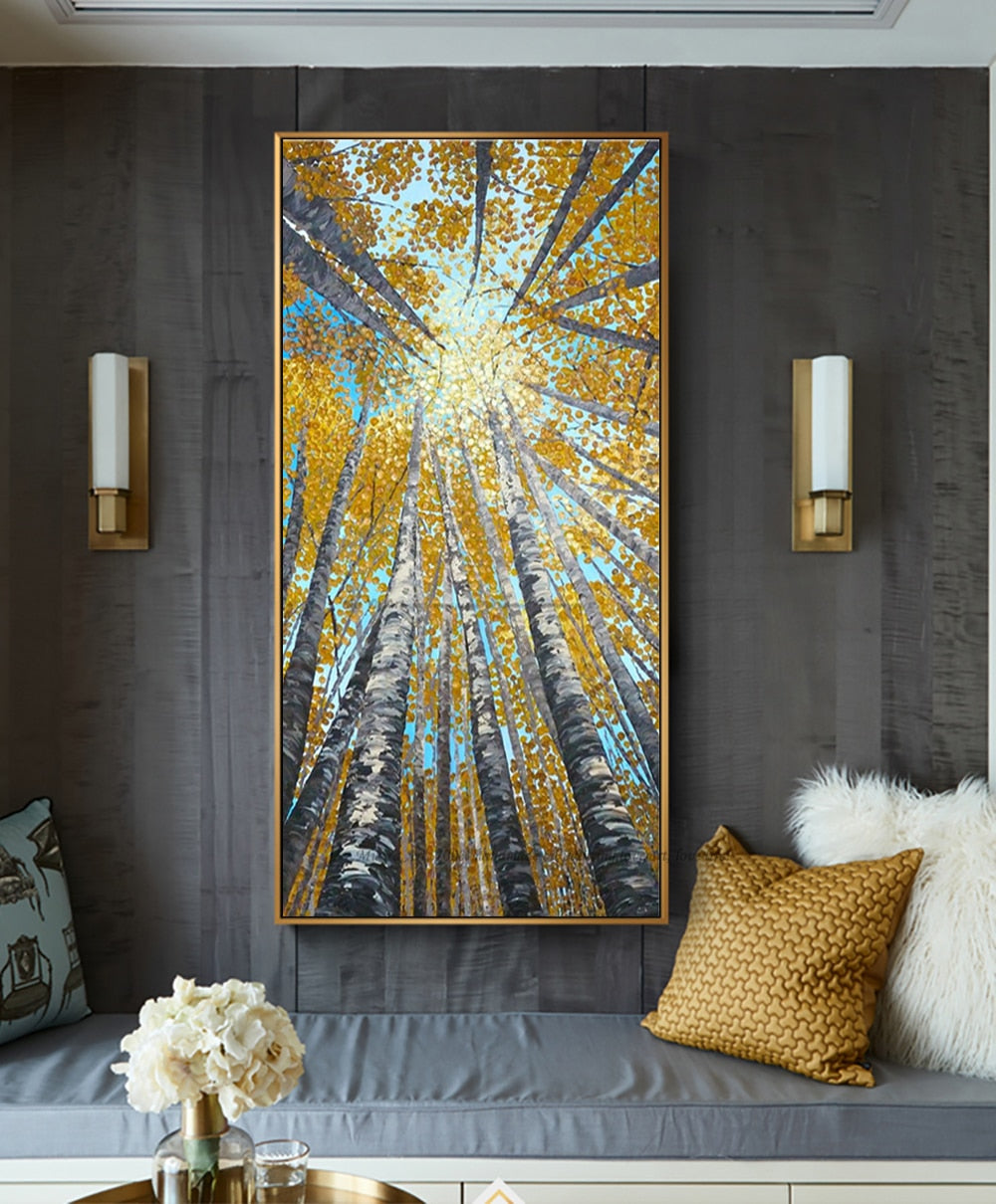 Large Vertical modern painting decorative pictures abstract art acrylic landscape painting canvas pictures for living room wall