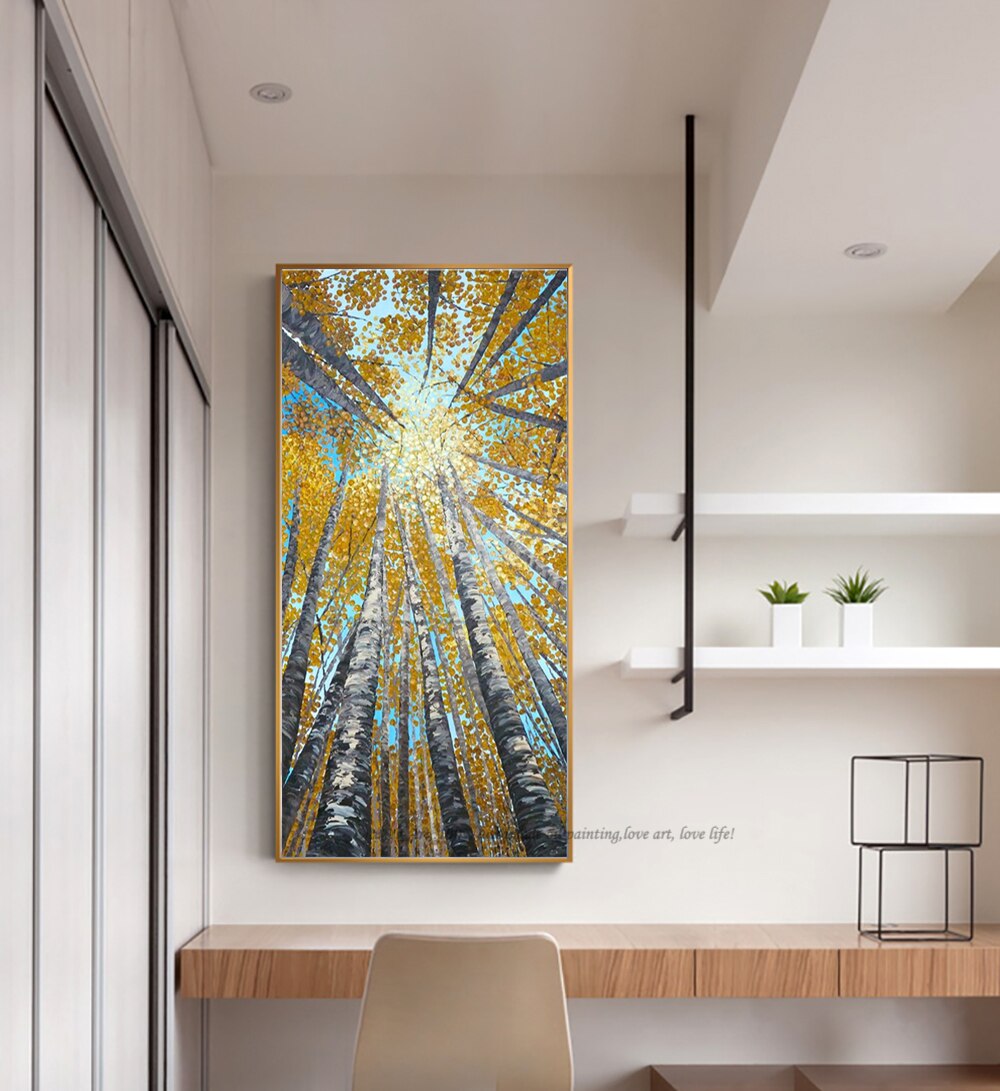 Large Vertical modern painting decorative pictures abstract art acrylic landscape painting canvas pictures for living room wall