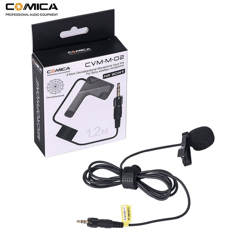 Comica CVM-M-O2 3.5mm Lavalier Microphone Omnidirectional Lapel Lav Mic for Sony Wireless Microphone Transmitter