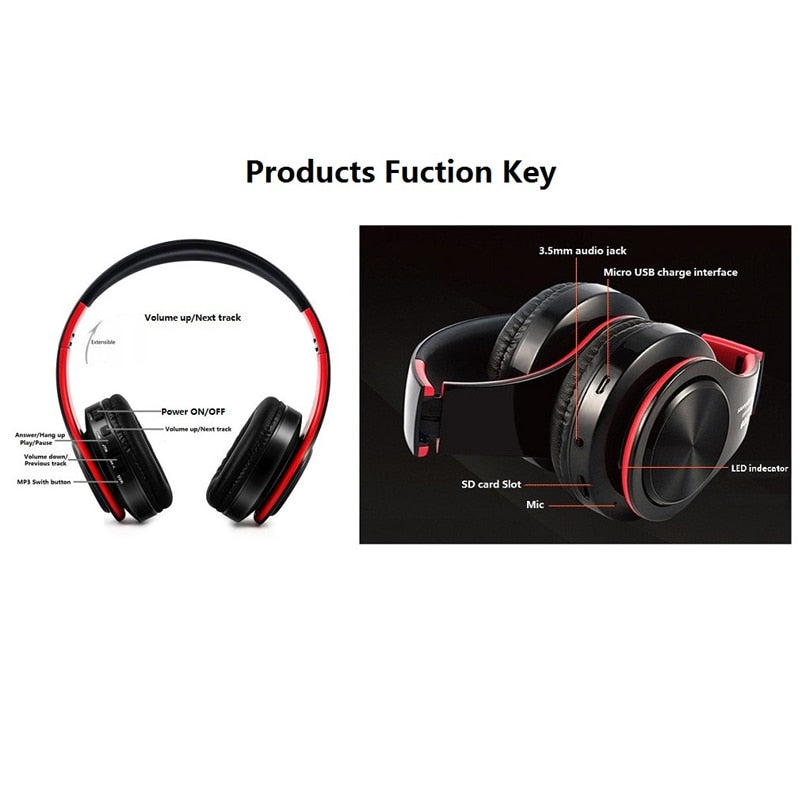 TOPROAD Wireless Bluetooth Headphone Stereo Headset Music Head Over Earphone with Mic for Iphone