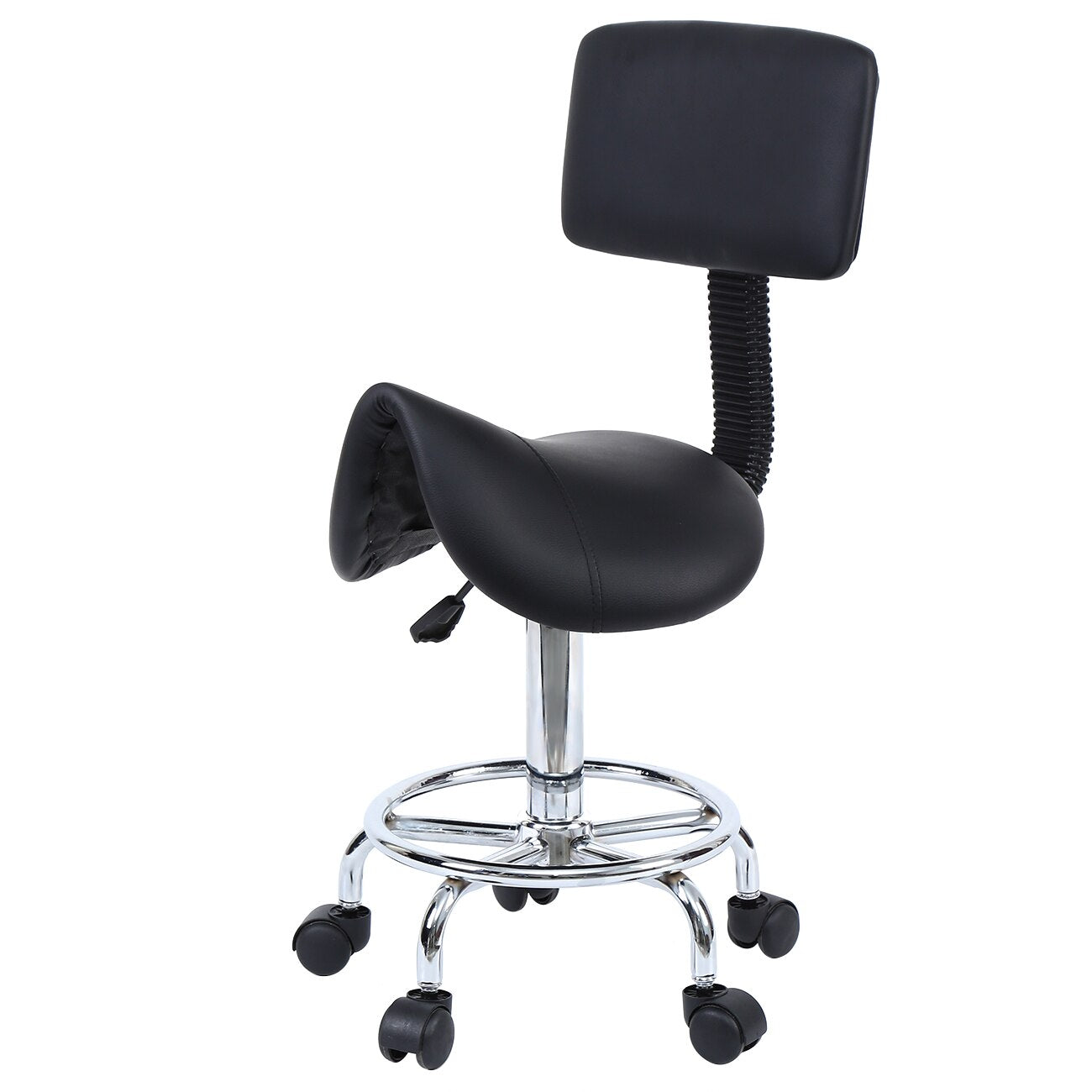 Saddle Chair Dental Roll Chair Saddle PU Leather Dentist Spa Rolling Stool with Back Support for Beauty Tattoo