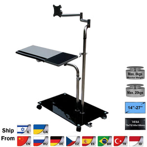 OK610 Bedside Moving Laptop Stand Adjustable Sofa Computer Monitor Holder Mount +Keyboard Holder Rotating Laptop Table Lapdesks