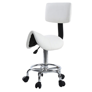 Saddle Chair Dental Roll Chair Saddle PU Leather Dentist Spa Rolling Stool with Back Support for Beauty Tattoo