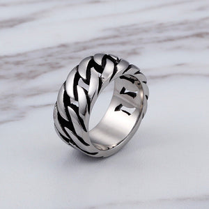 HaoYi Stainless Steel Chain Link Ring For Men Fashion Personality Punk Rock Jewelry Accessories