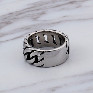 HaoYi Stainless Steel Chain Link Ring For Men Fashion Personality Punk Rock Jewelry Accessories