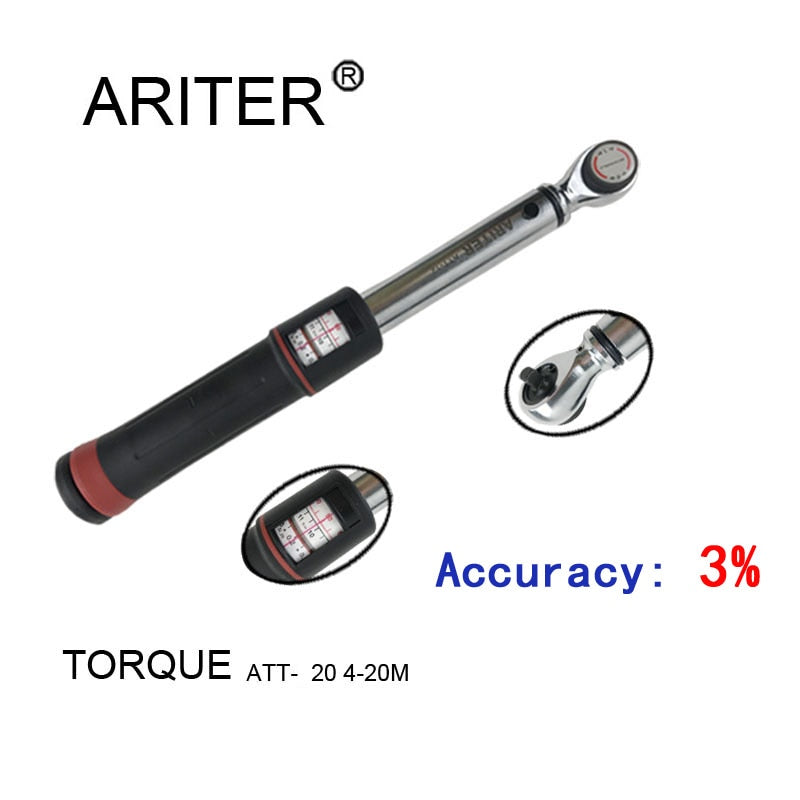 3% High-accuracy 1/4 3/8 1/2 preset click adjustable bicycle torque wrench bike car repair 2-330N.m two units window display