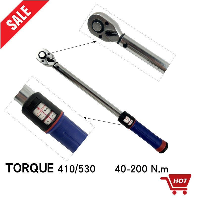 3% High-accuracy 1/4 3/8 1/2 preset click adjustable bicycle torque wrench bike car repair 2-330N.m two units window display