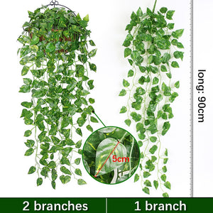 Artificial Plant Vines Wall Hanging Rattan Leaves Branches Outdoor Garden Home Decoration Plastic Fake Silk Leaf Green Plant Ivy