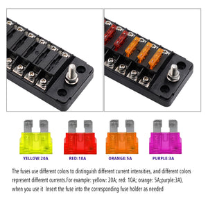 Car Mini Fuse Box Holder 12V 32V Mass Breaker Digital Voltmeter Universal Fuse Block Car Boat Camper RV Parts