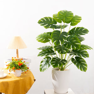 75cm Tropical Tree Large Artificial Plants Fake Turtle Leafs Plastic Palm Leaves Big Potted Monstera For Home Outdoor Room Decor