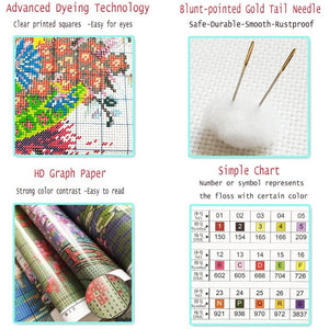 Landscape Abstract Tree Printed Fabric 11CT Cross-Stitch Kit Embroidery DMC Threads Hobby Knitting Handicraft    Package