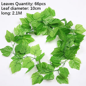 Artificial Plant Vines Wall Hanging Rattan Leaves Branches Outdoor Garden Home Decoration Plastic Fake Silk Leaf Green Plant Ivy