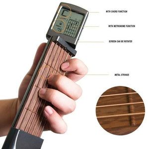 Pocket Guitar Chord Trainer Six Grade with LED Screen Display Beat Climbing Lattice Guitar Accessories Practical Pocket Guitar